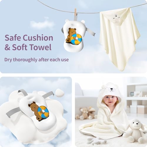 Image of Collapsible Baby Bathtub for Newborn to Toddler (0-18 Months) - Foldable Baby Bath Tub with Soft Towel, Newborn& Infant Bathtub for Travel and Outdoor, Grey