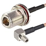 RF Coaxial N Female Bulkhead to TS9 Male Right Angle Connector USB Modem Adapter Extension Cable 6 inch