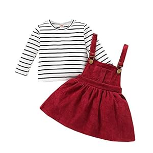 Rok Sets voor Peuter Baby Meisjes Gestreepte Lange Mouwen Blouse Top + Jarretel Rok Herfst Winter Meisjes Jurk Outfits 2…
