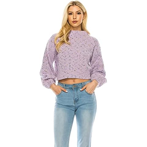 ANNVA U.S.A. Cropped Sweaters for Women Chenille Long Sleeve Pullover Soft Sweater,Womens Sweaters Fall 2022(Lavender,S) Cover