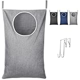 Lifewit 1 Pack Over Door Laundry Hamper, Large Collapsible Hanging Laundry Hamper, Hanging Laundry Basket Bag for Bathroom Bedroom Dirty Clothes Storage Organizer, Light Gray
