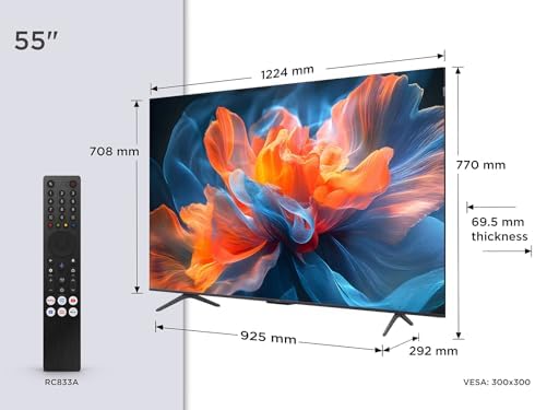 Nahaufnahme des TCL 55T8C Bildschirms mit lebendigen Farben