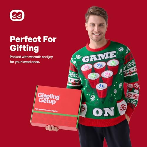 Game On Beer Pong Christmas Sweater with Attached Cups - Image 6