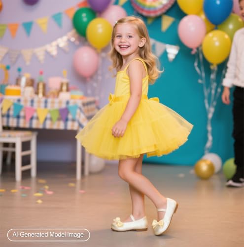 Image of PHIRAMIN Toddler Flower Girl Dress Shoes - Little Girl Ballet Flats Bow Wedding Party