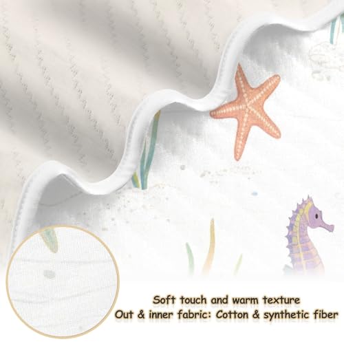 Custom Ocean Animal Starfish Shark Jellyfish Colorful Muslin Baby Blankets Cozy Custom Made pet Blankets for Newborns, Infants, & Toddlers 30x40in cobijas para2