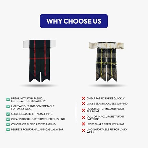 Image of Scottish Tartan Kilt Flashes with Elastic Adjusters