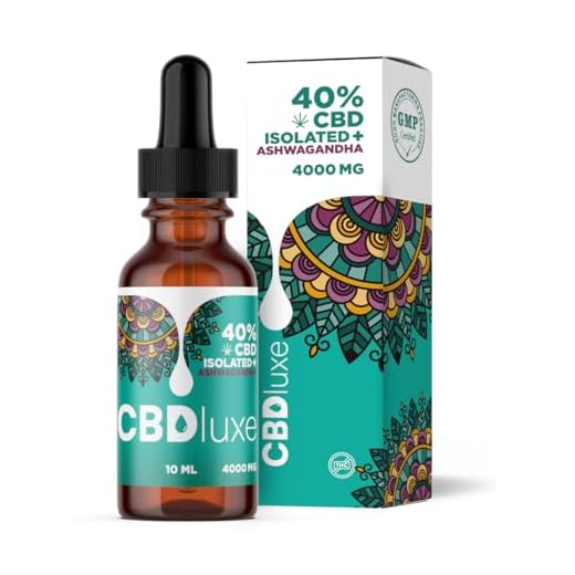 CBDluxe | Aceite CBD 40% Isolated (+Ashwagandha) | Máxima Potencia | Máxima Pureza | 4000mg | 0% THC | Orgánico y Testado en Laboratorio | Certificado CPNP