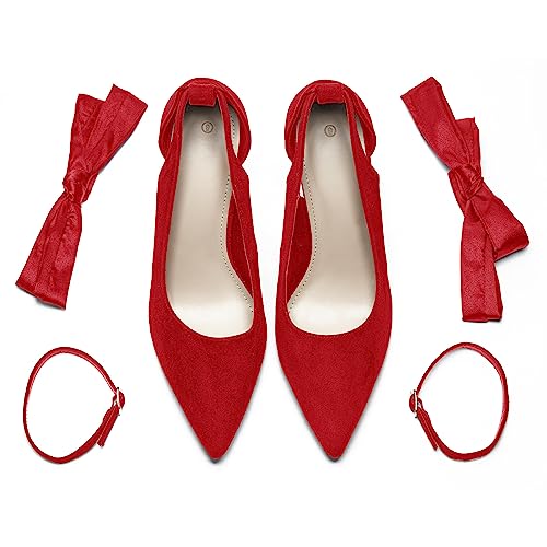 Image of Fashare Womens High Heels Bow Tie Back Sexy Stiletto Ankle Strap Wedding Dress Pumps Shoes