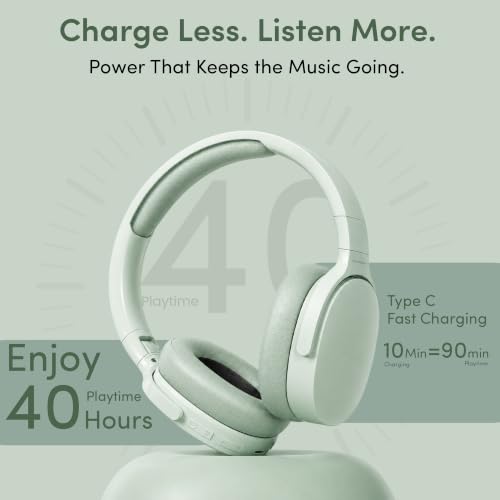 Image of GameSir BeatXtra Wireless Stereo Bluetooth Headphones V5.3, Over Ear Foldable Headset with 40mm Drivers, Soft Cushioned Ear Pads, Built-in Mic, AUX Input, 10M Wireless Range, Teen & Adults (Green)
