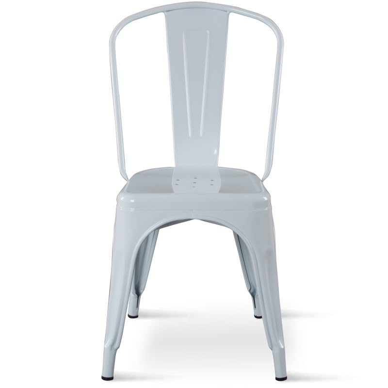 Kosmi Lot de 4 chaises en métal Blanc Brillant - Style Industriel