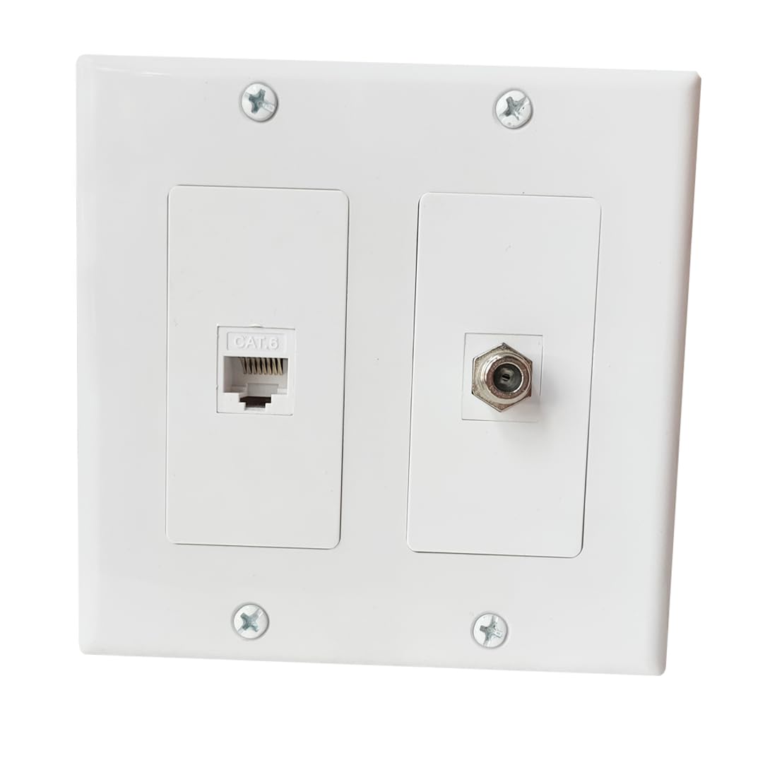 Plaque murale Ethernet coaxial CAT6 prise RJ45 TV blanche F