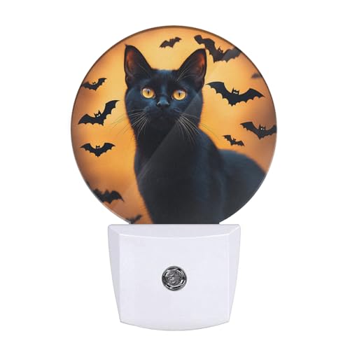 Image of EKOBLA Black Cat Night Light, Cool Halloween Animal Night Lights Plug Into Wall with Dusk to Dawn Sensor for Gifts and Home Decor