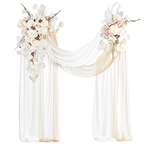 SJUNJIE Hochzeitsbogen Vorhang 160x800cm - Weißer Chiffon Querbehang Für Traubogen