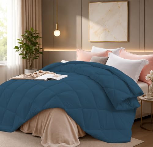 Image of Super Comfort Microfiber 300 GSM Double Bed Comforter for Heavy Winter Blanket Quilt Diamond Stitch (90 inch x 100 inch Inches /228cm x 254cm) - Comforter Double Bed|Teal Blue