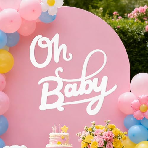 Babenest White Felt Oh Baby Sign - Reusable Letter Banner for Backdrop Balloon Arch Decor Party Supplies for Baby Shower Party Birthday Decorations