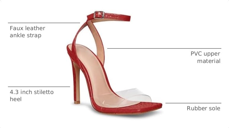 Image of Coutgo Womens Clear Heels Sandals Square Toe Ankle Strap High Heeled Stiletto