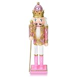 30cm Wooden Shiny Pink Nutcracker Soldier Christmas Decorations,Large Christmas Nutcracker Figures Ornaments,Nutcracker Gifts Nutcracker Soldiers Puppet Doll for Tradition Xmas Present Indoor Decor