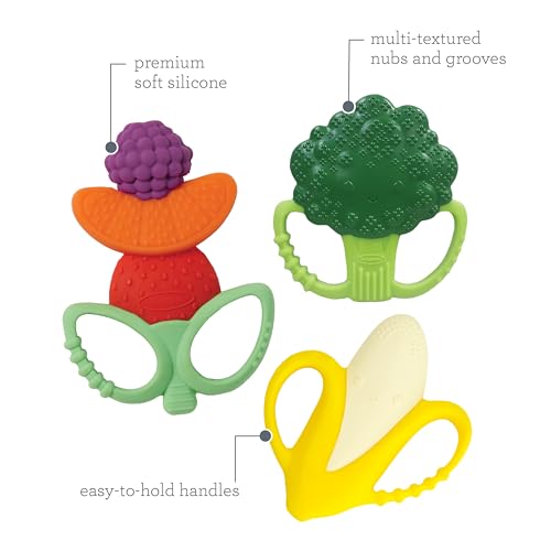 Image of Infantino Lil' Nibbles Textured Silicone Teether Banana, Broccoli, Fruit Kabob