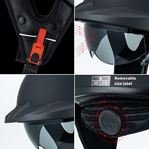 Myamis Half Motorcycle Helmet Man Women Adult Dot Approved Cruiser Retro Half Helmets With Visor Mh118 (L, Patriotic Flag) #TOP4