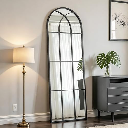 Rowjut Black Arched Wall Mirror 56“ x 22”,Wall Decorative &
