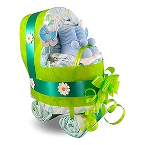 Luiercake, kinderwagen, groen