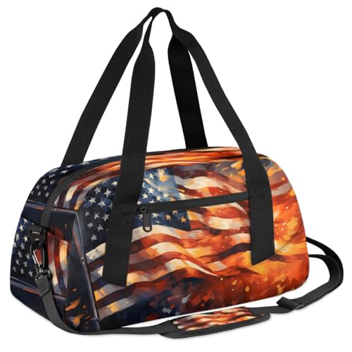 American Flag Duffel Bag for Women Men Flag Pattern Waterproof Sports Tote Gym Bag for Dance Traveling Gymnastics Outdoor Camping Overnight Stay Duffel Bag2
