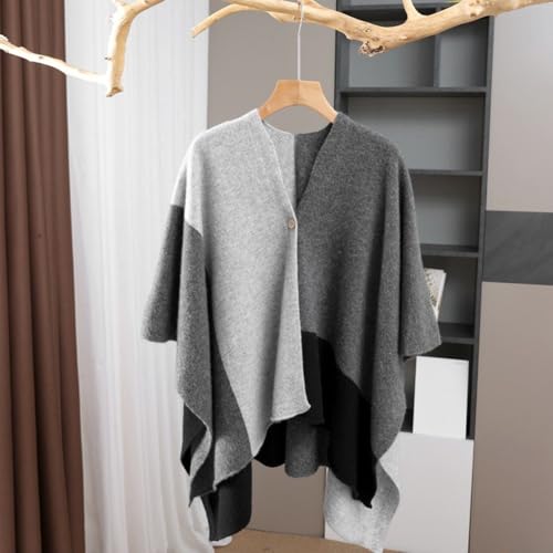 Elegante capa de punto tipo chal sofisticado poncho cálido invierno 8