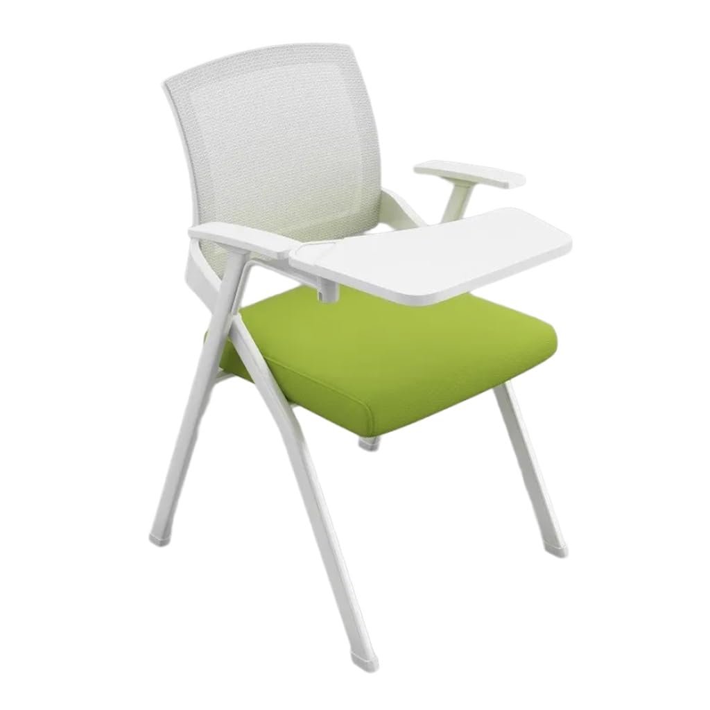MYUYEE Waiting Room Chairs Tablet Arm Chairs Mesh Folding Office Chair With Desk Attached,Ergonomic Stackable Conference Room Chair Guest Meeting Chair (Green)