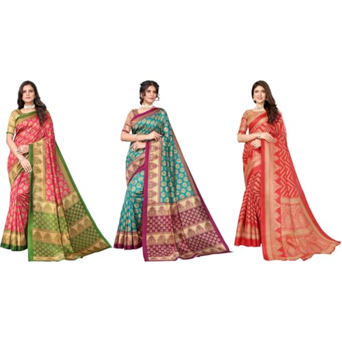Sari en soie pour femme Yashika lot de 3 pièces avec chemisier sans couture
