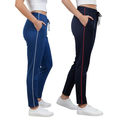 Image of Women Cotton Regular Fit Track Pants (Pack of 2)