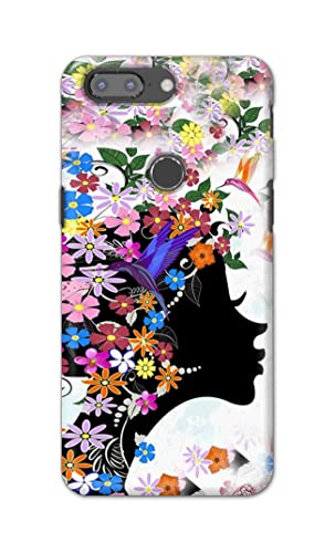 Image of Printed Hard Back Cover Case for OnePlus 5T Back Cover (Floral Hairstyle Girl) -1803