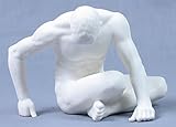 6 Inch All White Porcelain Nude Male Figurine with Bowed Head, Matt