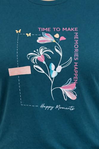 Image of In Love Women's Plus Size Longline T-Shirt with Side Pocket, 3 /4 Sleeve, Crew Neck