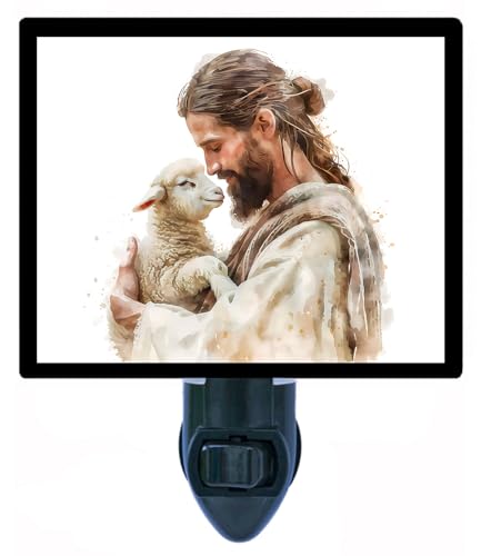 Lámpara de noche LED con diseño religioso y enchufe giratorio