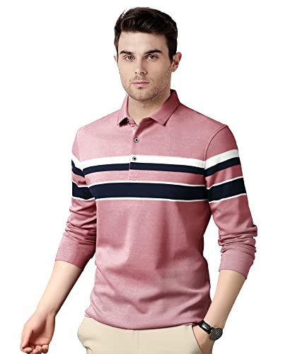 Image of EYEBOGLER Men Regular Fit T-Shirt (M-T414-As17Pbmdnwh Peach Blossom Melange Dark Navy White M)