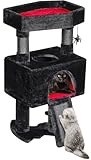 BEWISHOME Black Cat Tree Tower with Scratching Post Gothic Cat Houses for Indoor Cat Trees with Coffin Bed Cat Condo, Spider Toy for Kittens and Cats MMJ95R