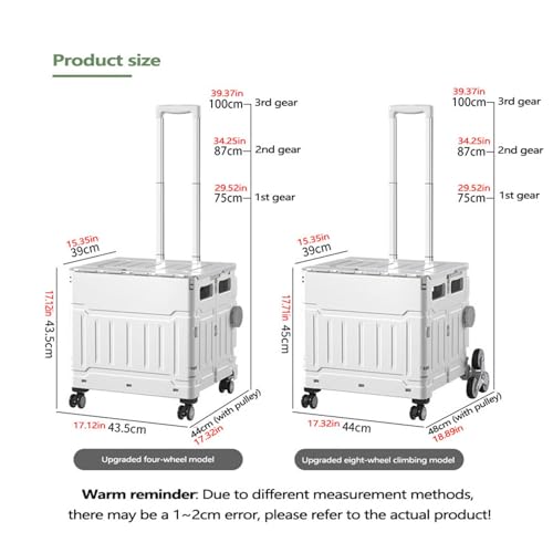 Tragbarer Einkaufstrolley mit Rädern - Allzweckwagen mit verstellbarem Teleskopgriff aus Aluminium - Leichter Kofferraumwagen für einfachen Transport - Schwarz – Bild 8