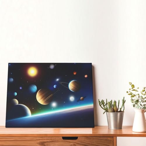 Peinture murale planète céleste décorative 30x40 cm pour salon - 6