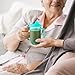 Sliner 2 Pcs Adult Sippy Cups for Elderly, 12 oz Plastic Spill Proof Cups with 2 Handles Straw and Lid for Adults Hospital Disabled Dysphagia Patients (Blue)