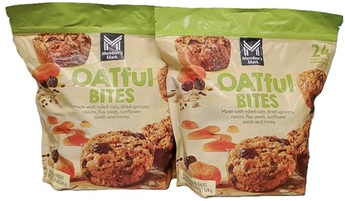 Member Mark OATful Bites with Rolled Oats, Dried Apricots and Seeds, 24-0.9oz Individually Wrapped Snacks Net WT 22oz