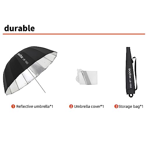 Godox UB-105S parapluie réfléchissant argent avec diffuseur pour studio - 6