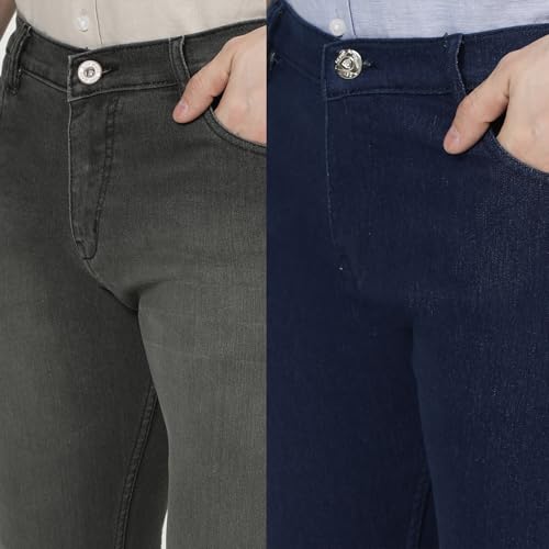 Image of DAIS Men's Stretchable Straight Fit Mid Rise Jeans, Pack of 2, (Combo of 2 Jeans)