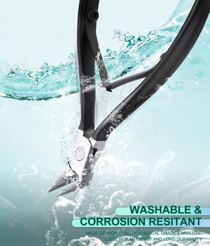 OAONY Nagelzange Gerade Klinge, Nagelzangen für Eingewachsene Fußnägel und Fingernäge, Scharfe Spitze und Edelstahl für Starke Fußnägel(Schwarz)