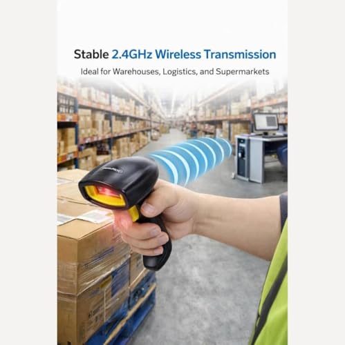 Image of Wireless 2.4GHz 2D & 1D Barcode Scanner (QR Code & Barcode) Wired & Wireless(Rechargeable) Connectivity | Induction Scanning with Built-in Illumination Light |Strong ABS(1-Year Warranty)