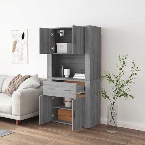 Cómoda para salón y pasillo en gris Sonoma con amplio espacio de almacenaje moderno 4