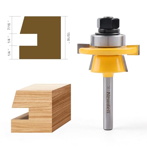 Image of Newdeli 2Pcs Shaker Rail and Stile Router Bit Set 1 /4 Inch Shank Tongue and Groove Router Bits Professional Carbide Milling Cutters for Woodworking for Cabinet Door
