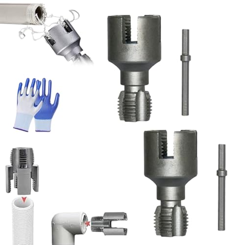 Exteriorm-U Pipe Threader, Integrated Internal & External Pipe Threading Tool, Electric Drill Compatible Pvc Pipe Threader Kit, Plumbing Pipe Threader Tool Set 1/2
