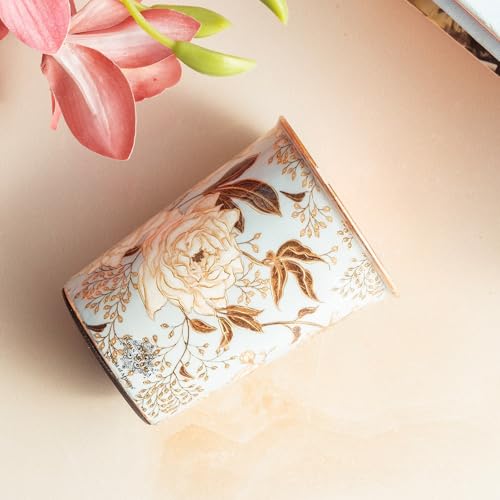 Image of INDIAN ART VILLA Copper Gold Print Design Glass - 275 ML, Ayurvedic Copper Drinkware for Daily Use, Elegant Handcrafted Water Glass for Home, Office, and Gifting, Set of 1