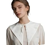 KMGDM Cuello desmontable clásico de punta grande para mujeres y hombres, accesorios elegantes, vestidos para fiestas, bodas, falsos tradicionales, blanco, Talla única
