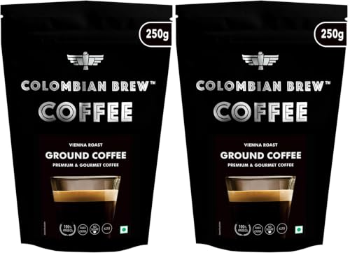 Image of Colombian Brew Premium Arabica Ground Coffee, Vienna Roast, 250g Pouch (Pack of 2)